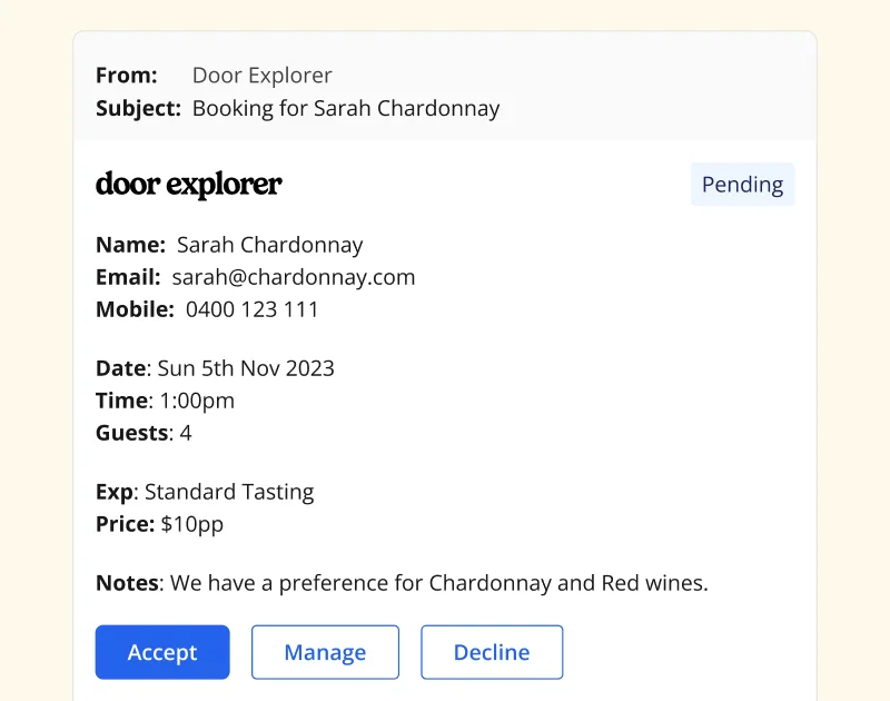 Booking Request Email