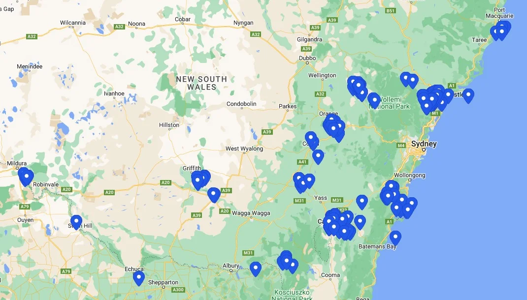 Map - NSW Wine Regions
